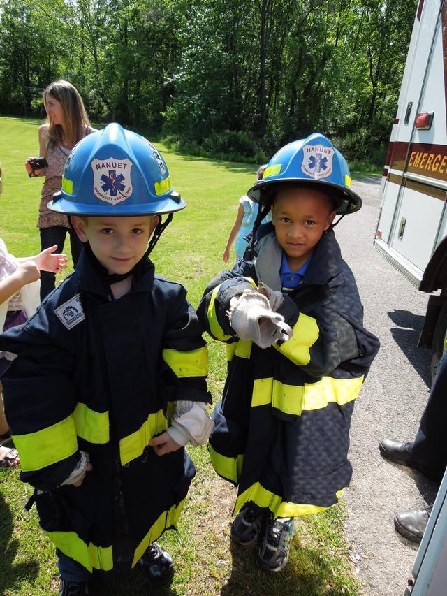 Car accident safety gear try-ons Photo: Nanuet EMS