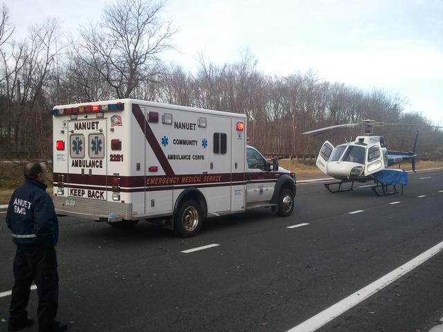 Motor vehicle collision, where the driver was airlifted. February 5th, 2012. Photo: Nanuet EMS