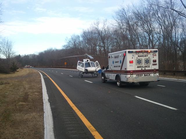 Motor vehicle collision, where the driver was airlifted. February 5th, 2012. Photo: Nanuet EMS
