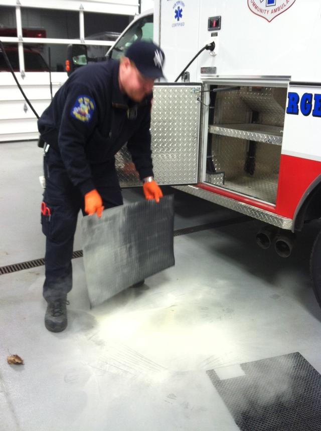 Even we have emergencies - This is what a fire extinguisher explosion looks like. Photo: Nanuet EMS